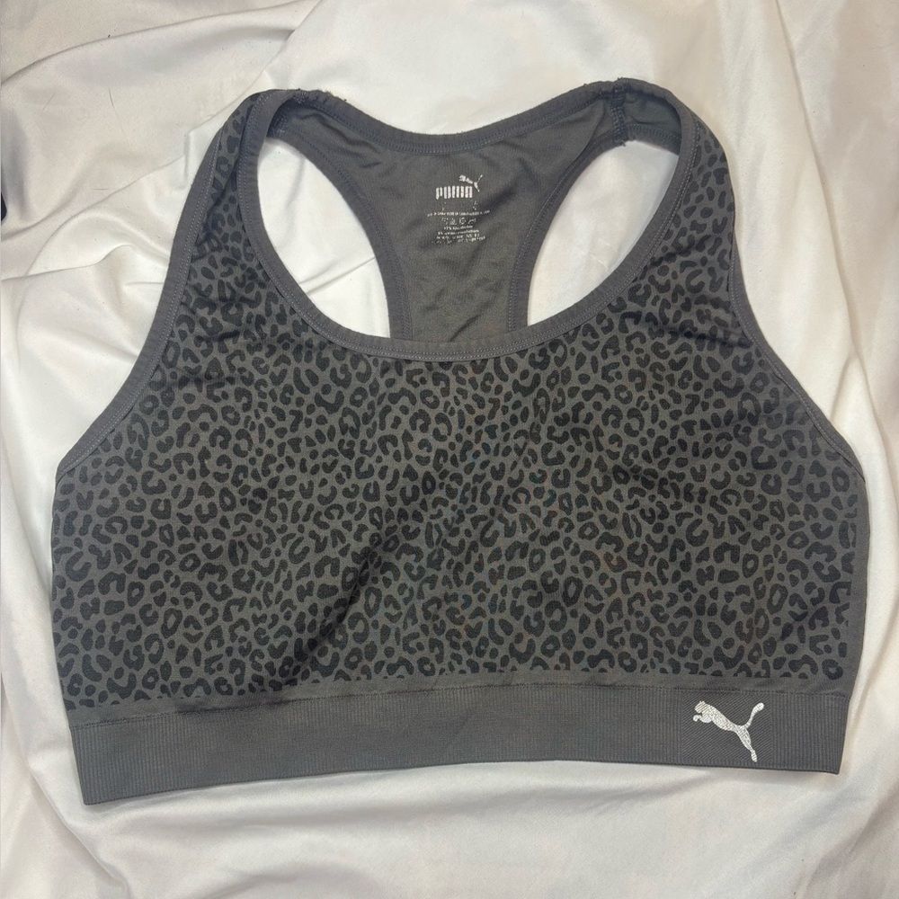 Puma Women's Black Leopard Sports Bra size faded maybe medium?